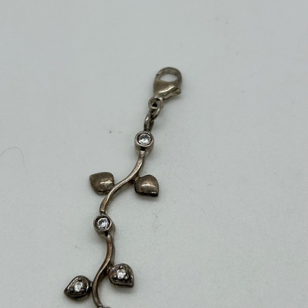 Sterling Silver Vintage Floral S-Link Bracelet 7.81 Grams With Rhinestones 1990s - Picture 3 of 16